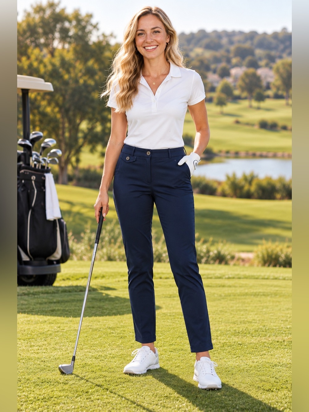 RALPH LAUREN SPORT Pants Womens 10 32x26” Ankle Straight Leg Cotton Stretch Navy